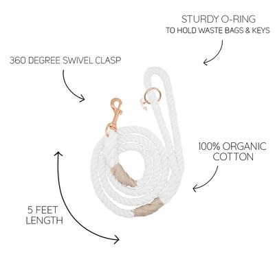 Show full view: Sassy Woof Rope Dog Leash, Dove slide 5 of 6