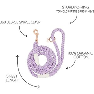 Sassy Woof Rope Dog Leash, Lavender