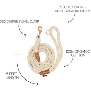Sassy Woof Rope Dog Leash, Natural