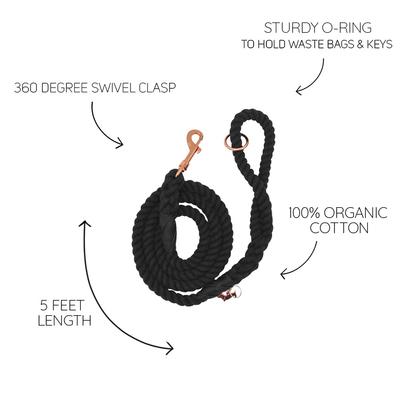 Show full view: Sassy Woof Rope Dog Leash, Noir slide 5 of 6