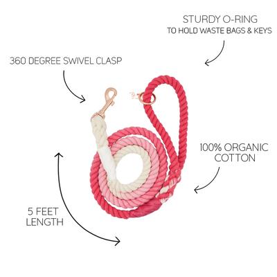 Show full view: Sassy Woof Rope Dog Leash, Ombre Pink slide 5 of 7