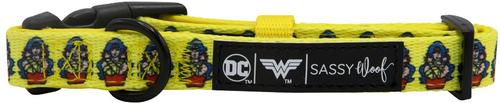 Show full view: Sassy Woof Wonder Woman Dog Collar, Yellow, Small: 9.5 to 13-in neck, .60-in wide slide 4 of 8