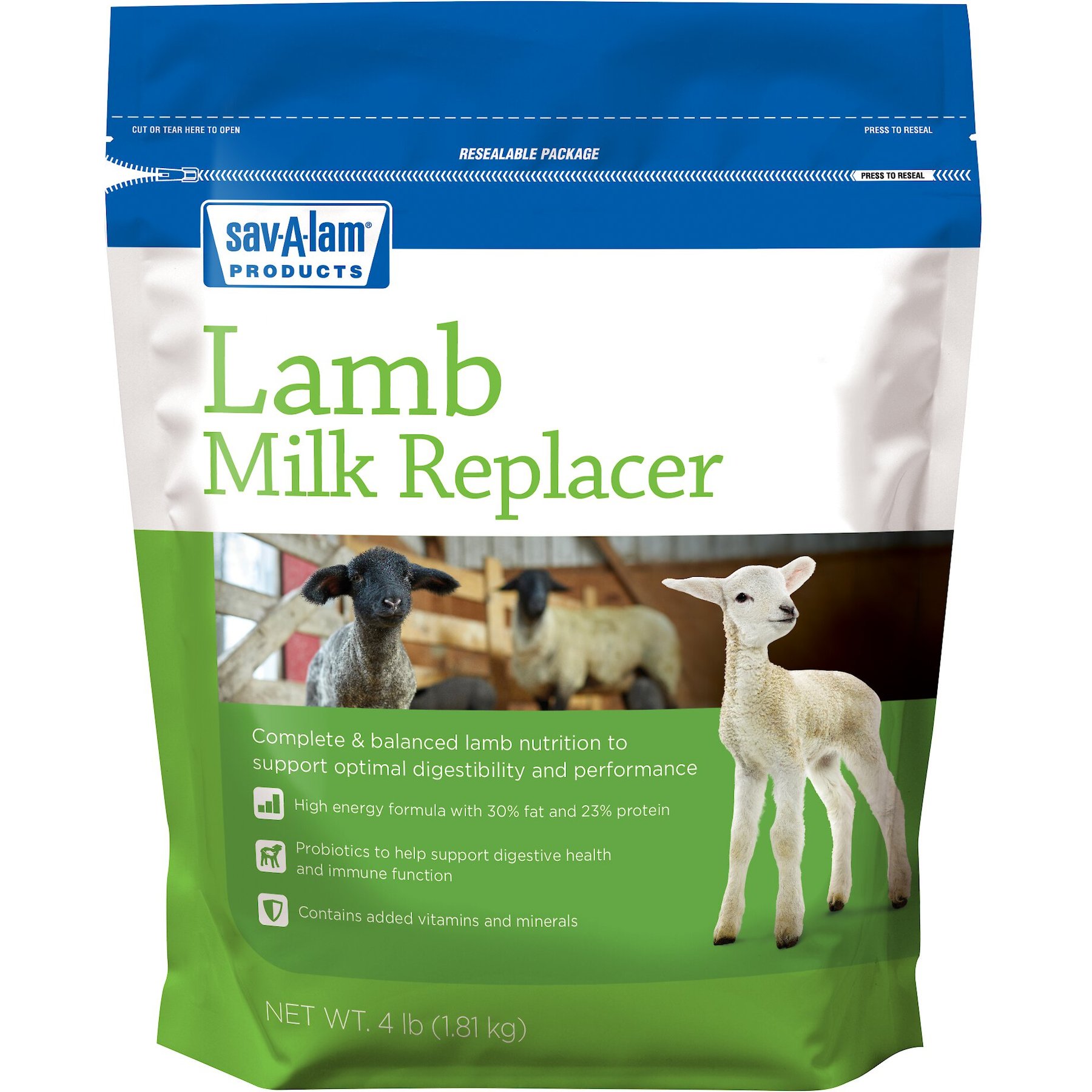 Sav-A-Caf Sav-A-Lam Lamb Milk Replacer Sheep Supplement, 4-lb pouch