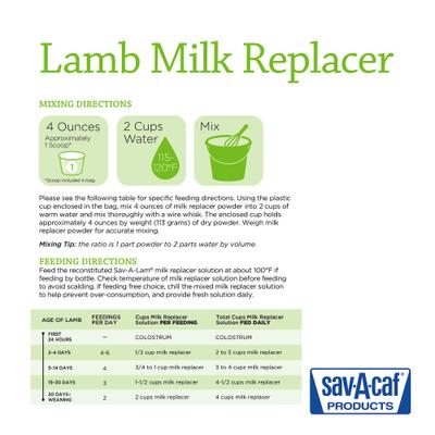 Show full view: Sav-A-Caf Sav-A-Lam Lamb Milk Replacer Sheep Supplement, 4-lb pouch slide 5 of 6