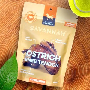 Savannah Pet Food Chewy Ostrich Knee Tendon Dog Treats, 2 count