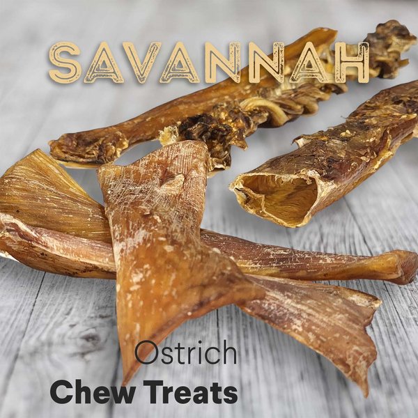 Savannah Pet Food Crunchy Ostrich Esophagus Cuts Dog Treats, 3 count