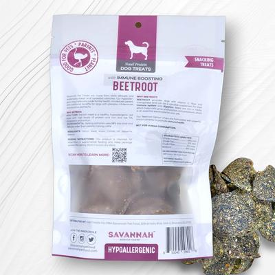 Show full view: Savannah Pet Food Hypoallergenic Immune Boosting Beetroot Ostrich Chips Dog Treats, 2.5-oz pouch slide 5 of 10