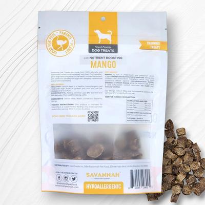 Show full view: Savannah Pet Food Hypoallergenic Nutritious Mango Ostrich Bites Dog Treats, 3-oz pouch slide 5 of 10
