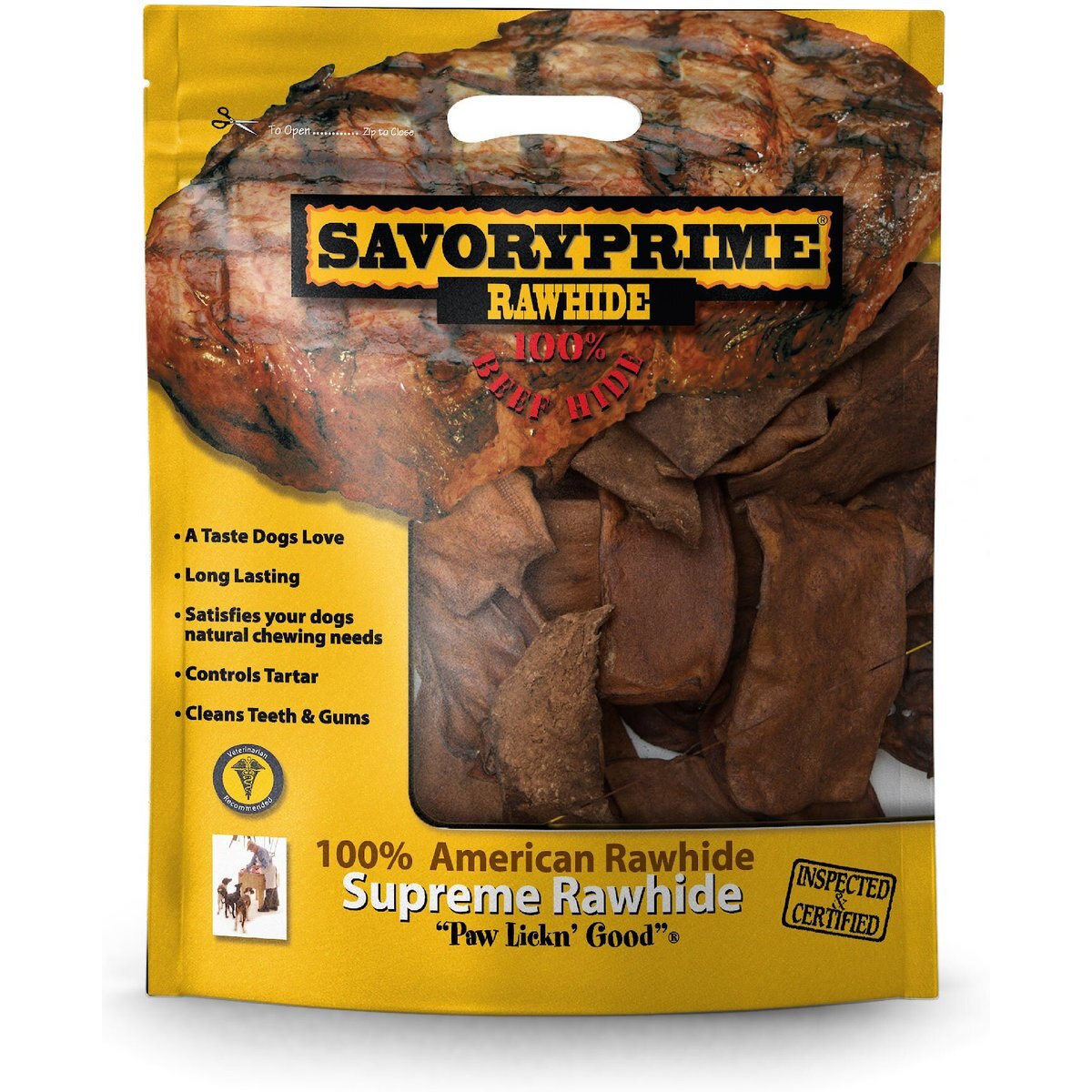 Savory Prime Rawhide Chips Beef Dog Treats, 32-oz bag