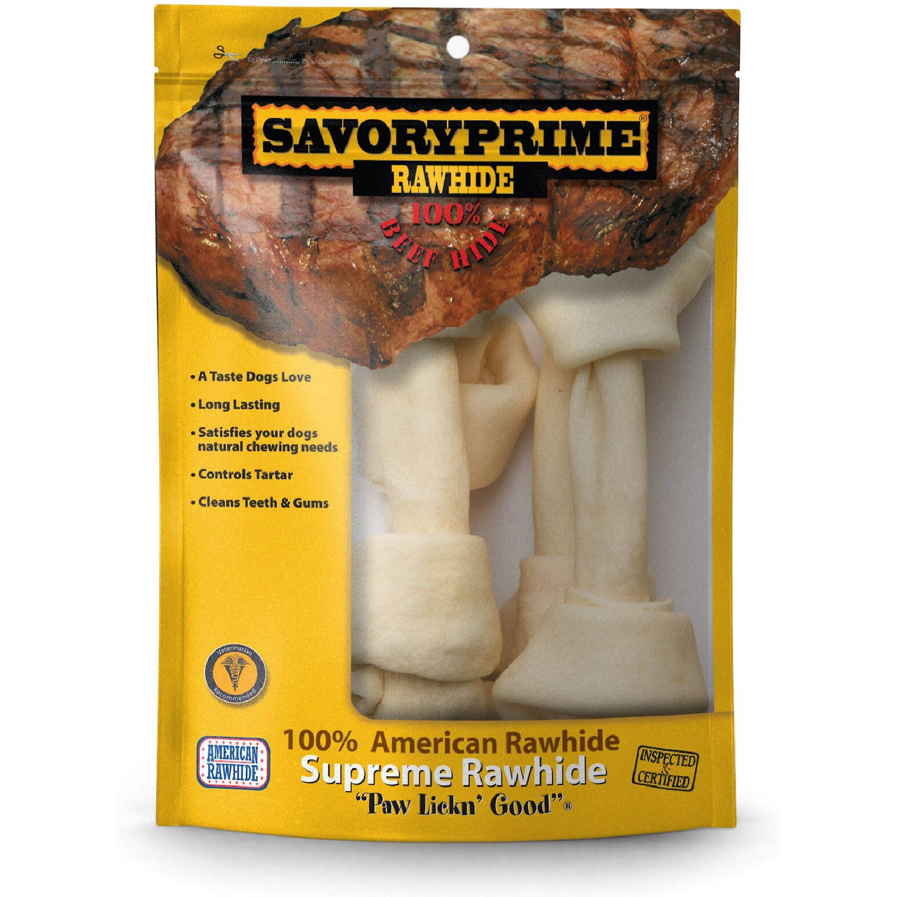 Savory Prime Rawhide Large Bone 8-9" Dog Chew, 4 count