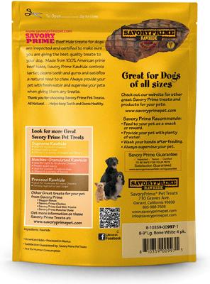 Show full view: Savory Prime Rawhide Large Bone 8-9" Dog Chew, 4 count slide 3 of 4