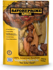 Savory Prime Rawhide Small Assorted Flavored Bones Dog Chews, 1-lb bag