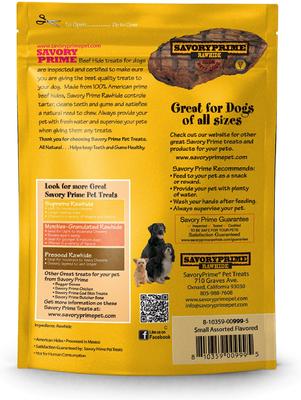 Show full view: Savory Prime Rawhide Small Assorted Flavored Bones Dog Chews, 1-lb bag slide 3 of 4