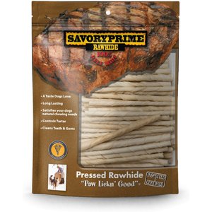 Savory Prime White Rawhide Twists Dog Treats, 5-in, 100 count