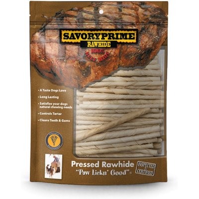 Savory Prime Savory Prime White 5-inch Rawhide Twists Dog Treats, 100 count
