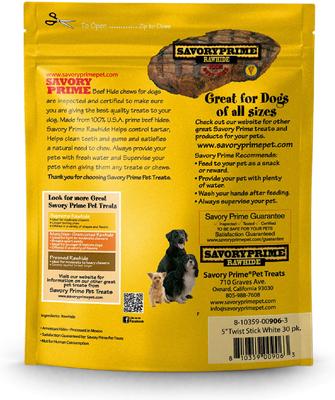 Show full view: Savory Prime White Rawhide Twists Dog Treats, 5-in, 30 count slide 3 of 5