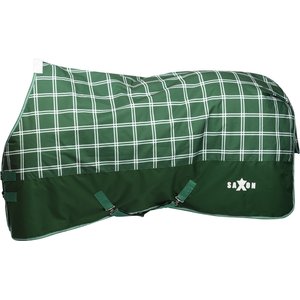 Saxon Defiant 1200D Standard Neck Medium Horse Turnout, Hunter Green/Plaid, 75-in