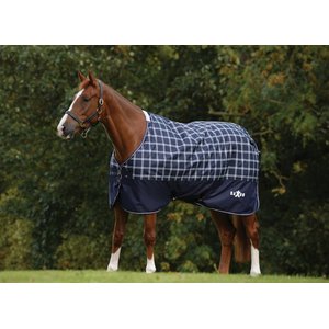 Saxon Defiant 600D Standard Neck Lite Horse Blanket, Navy Plaid, 84-in