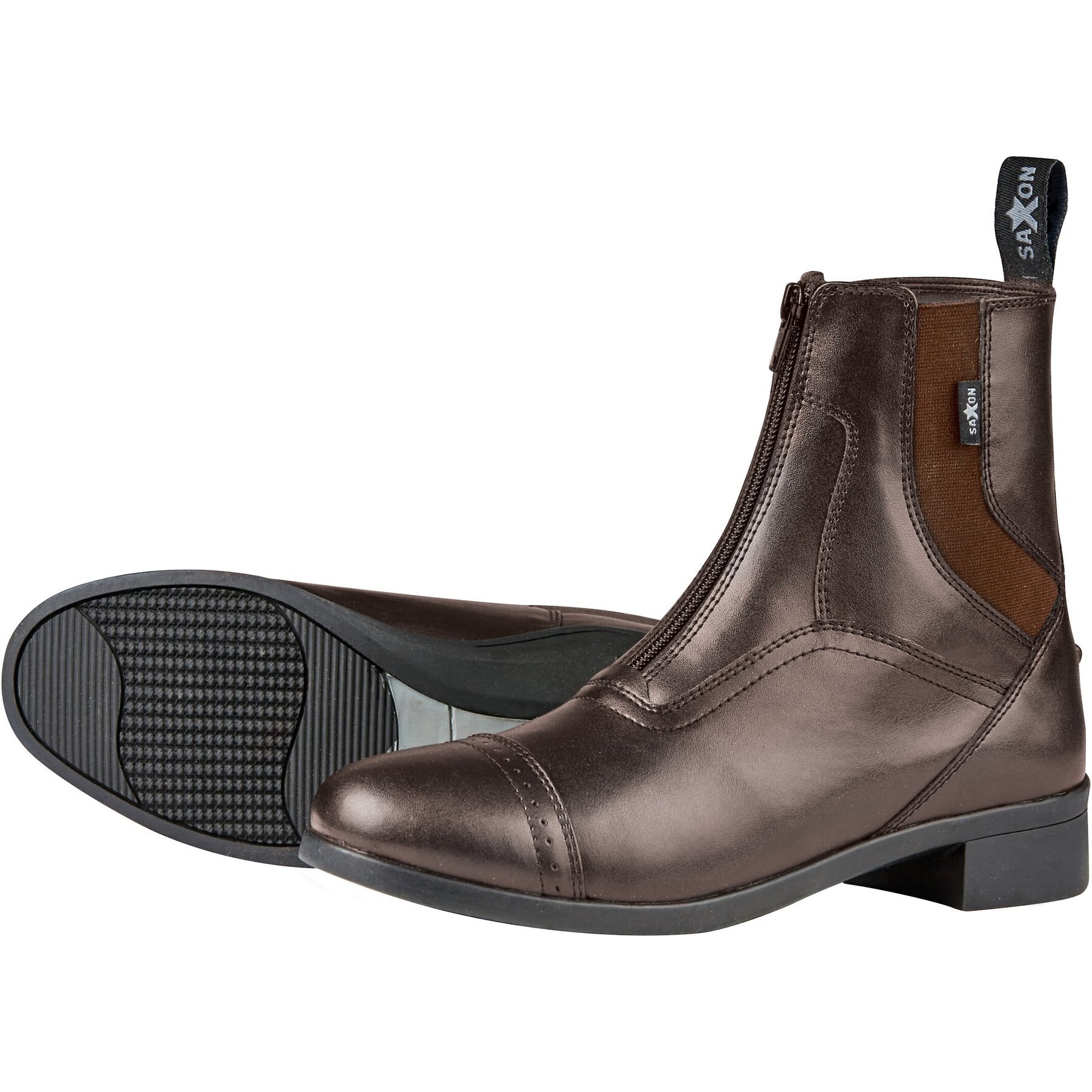 Saxon Syntovia Ladies Zip Paddock Boots, Brown, 9.5