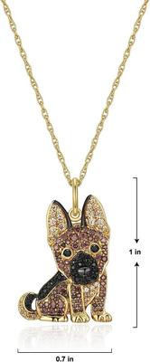 Show full view: Scamper & Co 18K Yellow Gold Plated Sterling Silver German Shepherd Pendant Necklace slide 5 of 6