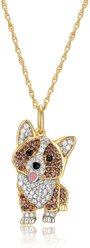 Scamper & Co 18K Yellow Gold Sterling Silver Corgi Pendant Necklace