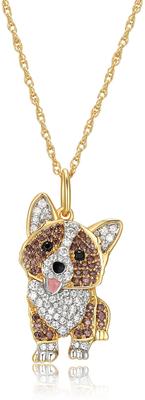 Show full view: Scamper & Co 18K Yellow Gold Sterling Silver Corgi Pendant Necklace slide 1 of 5