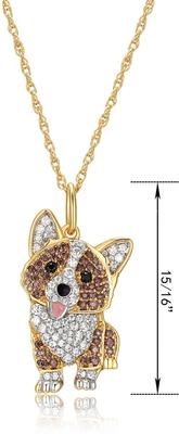 Show full view: Scamper & Co 18K Yellow Gold Sterling Silver Corgi Pendant Necklace slide 4 of 5