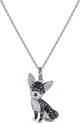 Scamper & Co Black Cheeky Chihuahua Sterling Silver Pendant Necklace