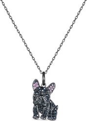 Scamper & Co Black French Bulldog Sterling Silver Pendant Necklace