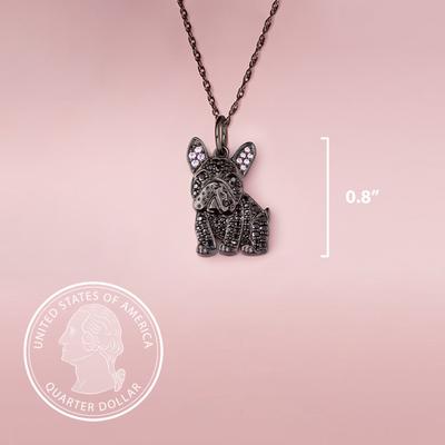 Show full view: Scamper & Co Black French Bulldog Sterling Silver Pendant Necklace slide 3 of 3