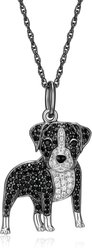 Scamper & Co Black Pitbull Sterling Silver Pendant Necklace