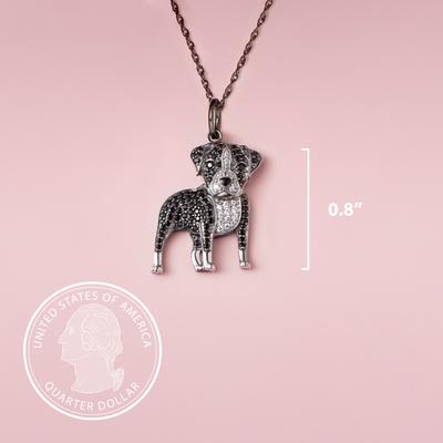 Show full view: Scamper & Co Black Pitbull Sterling Silver Pendant Necklace slide 3 of 3