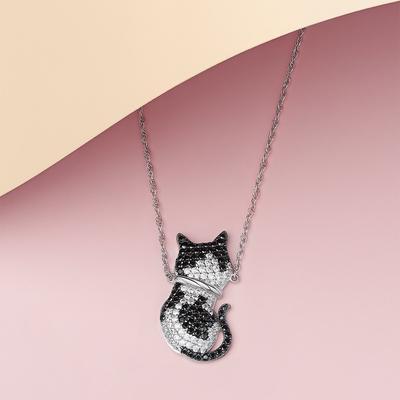 Show full view: Scamper & Co Rhodium Plated Sterling Silver Cool Cat Pendant Necklace slide 5 of 5
