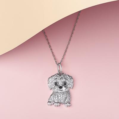 Show full view: Scamper & Co Rhodium Plated Sterling Silver Maltese Pendant Necklace slide 6 of 6