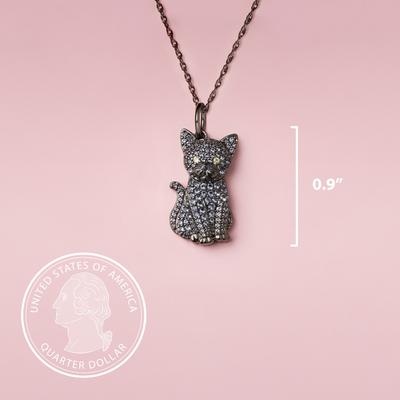 Show full view: Scamper & Co Russian Blue Cat Sterling Silver Pendant Necklace slide 3 of 4