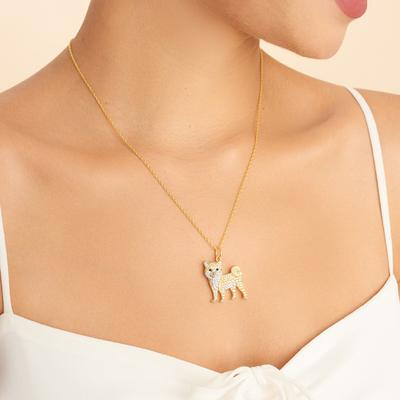 Show full view: Scamper & Co Shiba Inu Sterling Silver Pendant Necklace slide 2 of 3