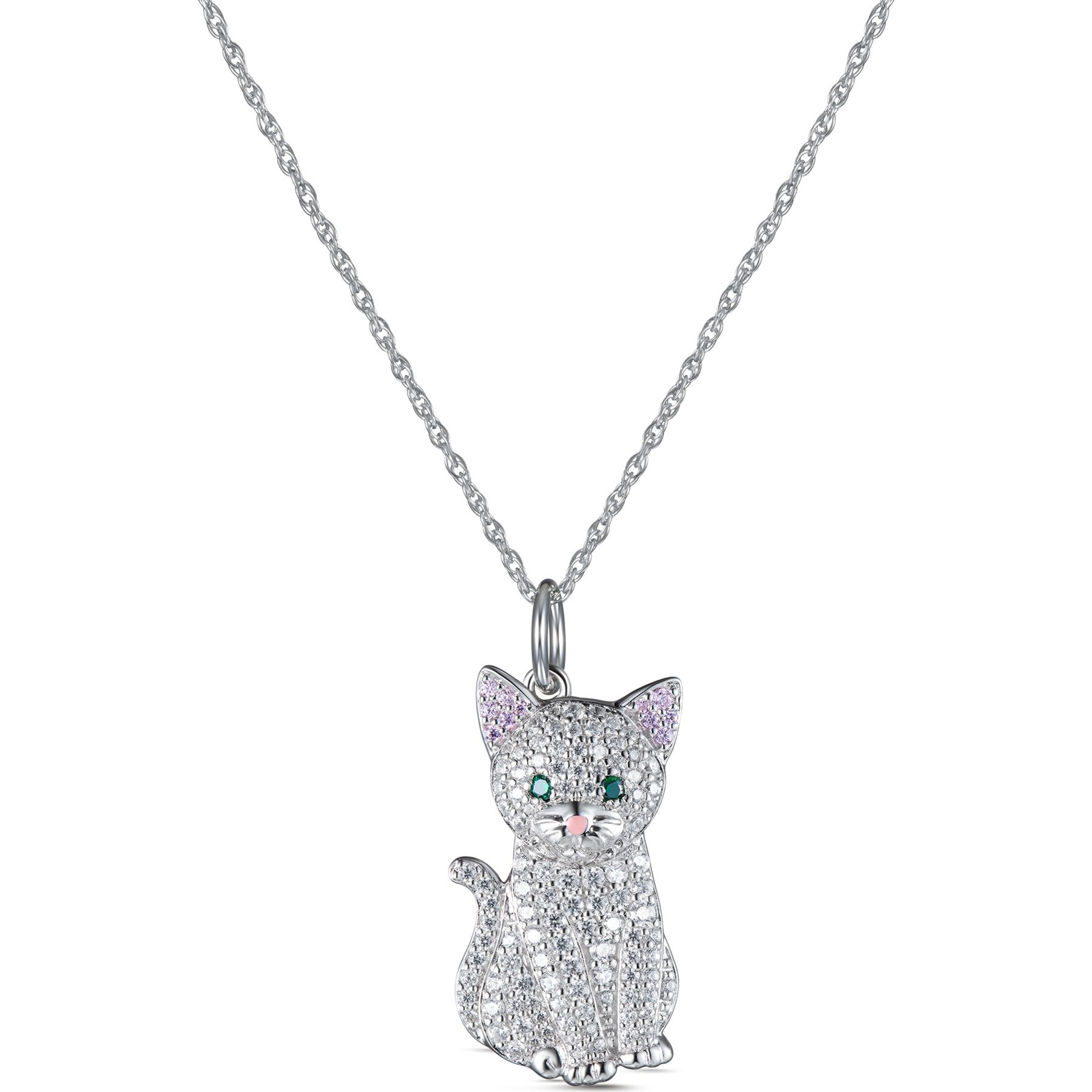 Scamper & Co White Cat Sterling Silver Pendant Necklace