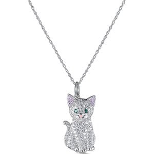 SCAMPER & CO White Cat Sterling Silver Pendant Necklace - Chewy.com