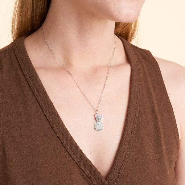 Scamper & Co White Cat Sterling Silver Pendant Necklace