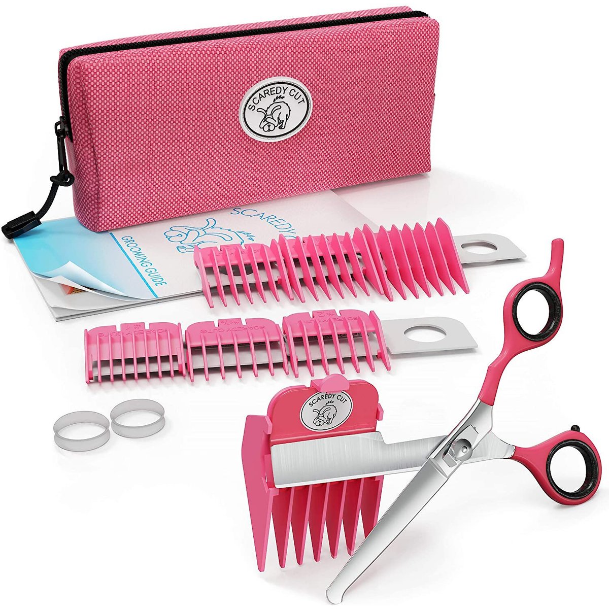 Scaredy Cut Silent Dog, Cat & Small Pet Grooming Kit, 16 piece, Pink, Right-Handed