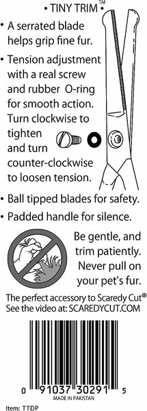 Scaredy Cut Tiny Trim Ball-Tipped Dog, Cat & Small Pet Grooming Scissor, 4.5-in
