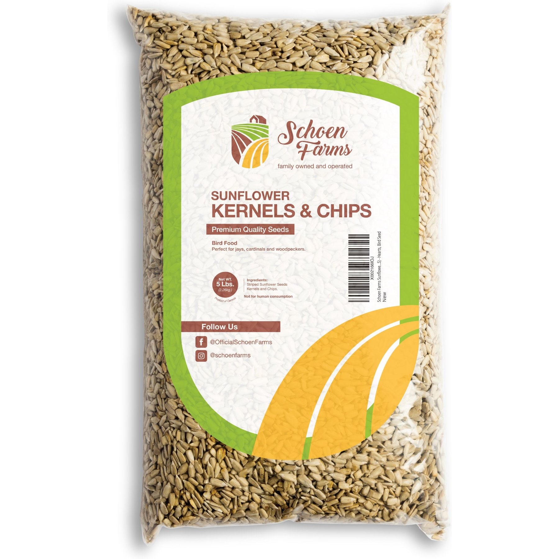 Schoen Farms Sunflower Kernels & Chips Bird Food, 5-lb bag