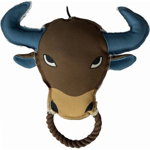 Scoochie Pet Angry Texas Bull Squeaky Dog Chew Toy, 11-in