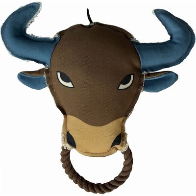 Scoochie Pet Scoochie Pet Angry Texas Bull Squeaky Dog Chew Toy, 11-in
