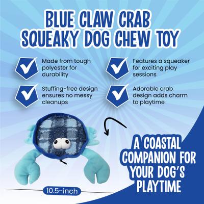 Show full view: Scoochie Pet Blue Claw Crab Squeaky Dog Chew Toy, 10.5-in slide 2 of 6
