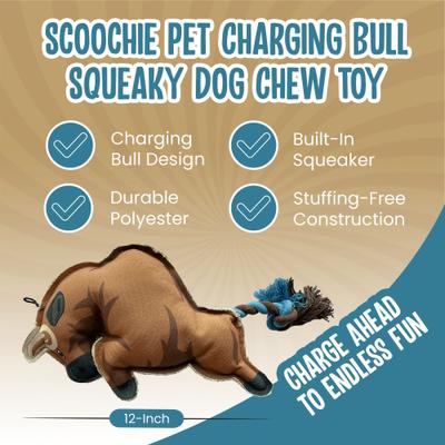 Show full view: Scoochie Pet Charging Bull Squeaky Dog Chew Toy, 12-in slide 3 of 6