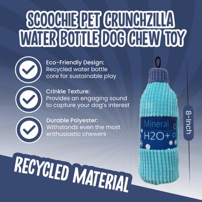 Show full view: Scoochie Pet Crunchzilla Eco Friendly Water Bottle Dog Chew Toy, 8-in slide 2 of 6