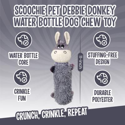 Show full view: Scoochie Pet Debbie Donkey Water Bottle Dog Chew Toy, 11-in slide 3 of 6