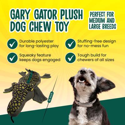 Show full view: Scoochie Pet Gary Gator Squeaky Plush Dog Chew Toy, 16-in slide 2 of 5
