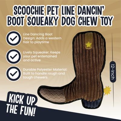 Show full view: Scoochie Pet Line Dancin Boot Squeaky Dog Chew Toy, 12-in slide 3 of 6